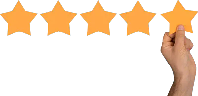 immagine stelle recensione e una mano mette la quinta stella