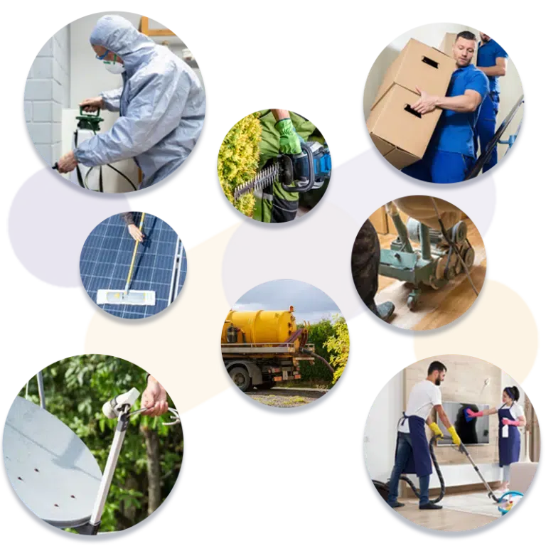 immagini dei diversi servizi proposti da www.youservice.it e logo in trasparenza