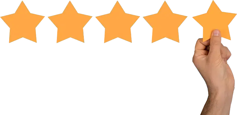 immagine stelle recensione e una mano mette la quinta stella