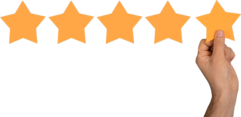 immagine stelle recensione e una mano mette la quinta stella
